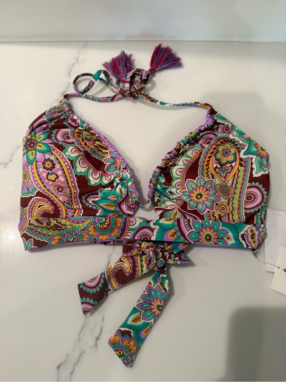 NWT BECCA Paisley Halter Bikini Top size large